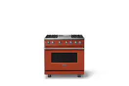 Viking - 36"W. 4 Burner Pro 5 Series 5.6 Cu. Ft. Freestanding Sealed LP Dual Fuel Convection Range/Griddle - Spiced Cider - Spiced Cider