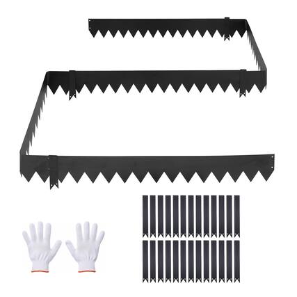 Front. VEVOR - Galvanized Steel Landscape Edging, 24-Pack 40 x 6 Inch Metal Edging for Landscaping with 26 Mounting Clips - Black.