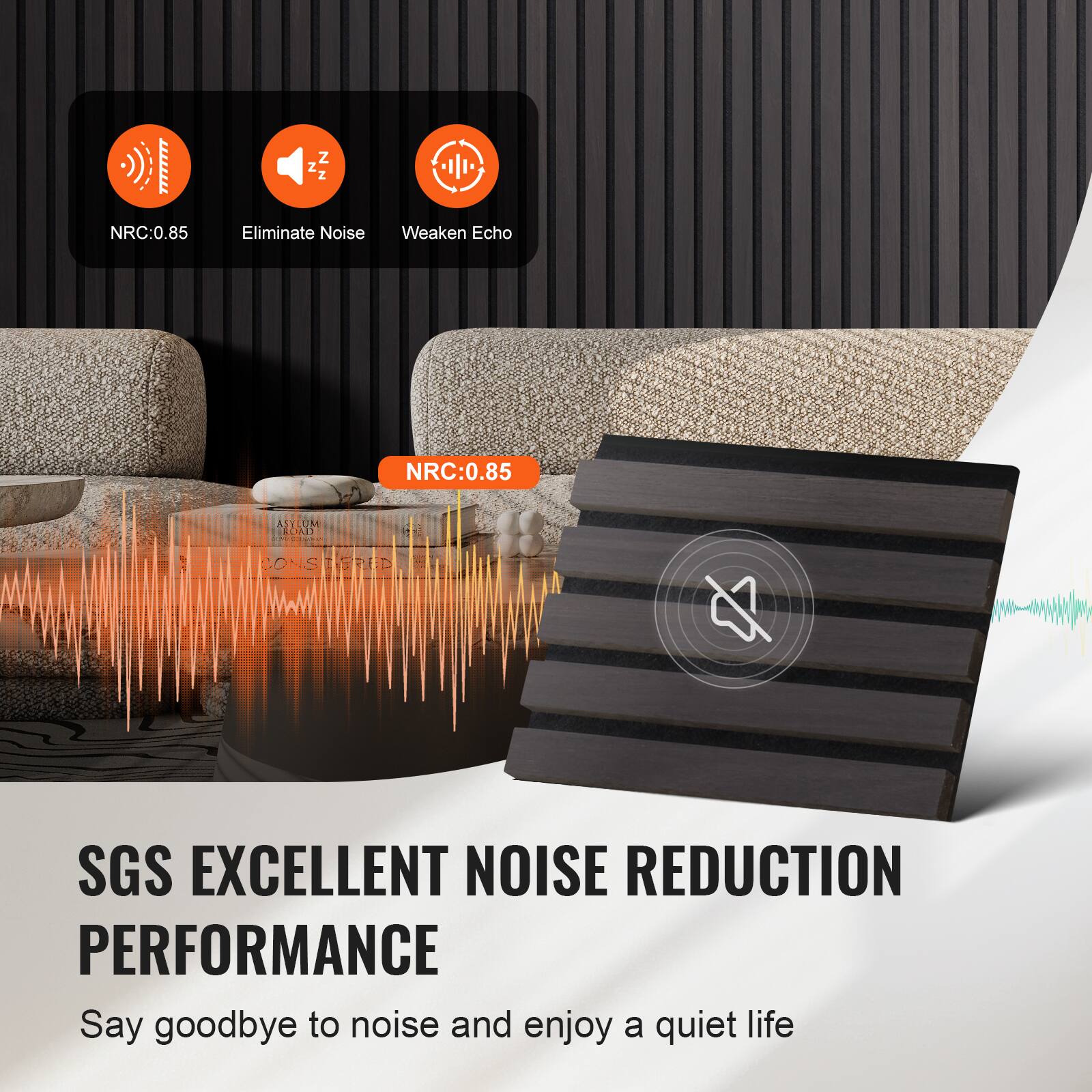 NRC: 0.85  
Eliminate Noise  
Weaken Echo  

NRC: 0.85  

ASTIUM TAN CONS TSRED  

SGS EXCELLENT NOISE REDUCTION PERFORMANCE  

Say goodbye to noise and enjoy a quiet life