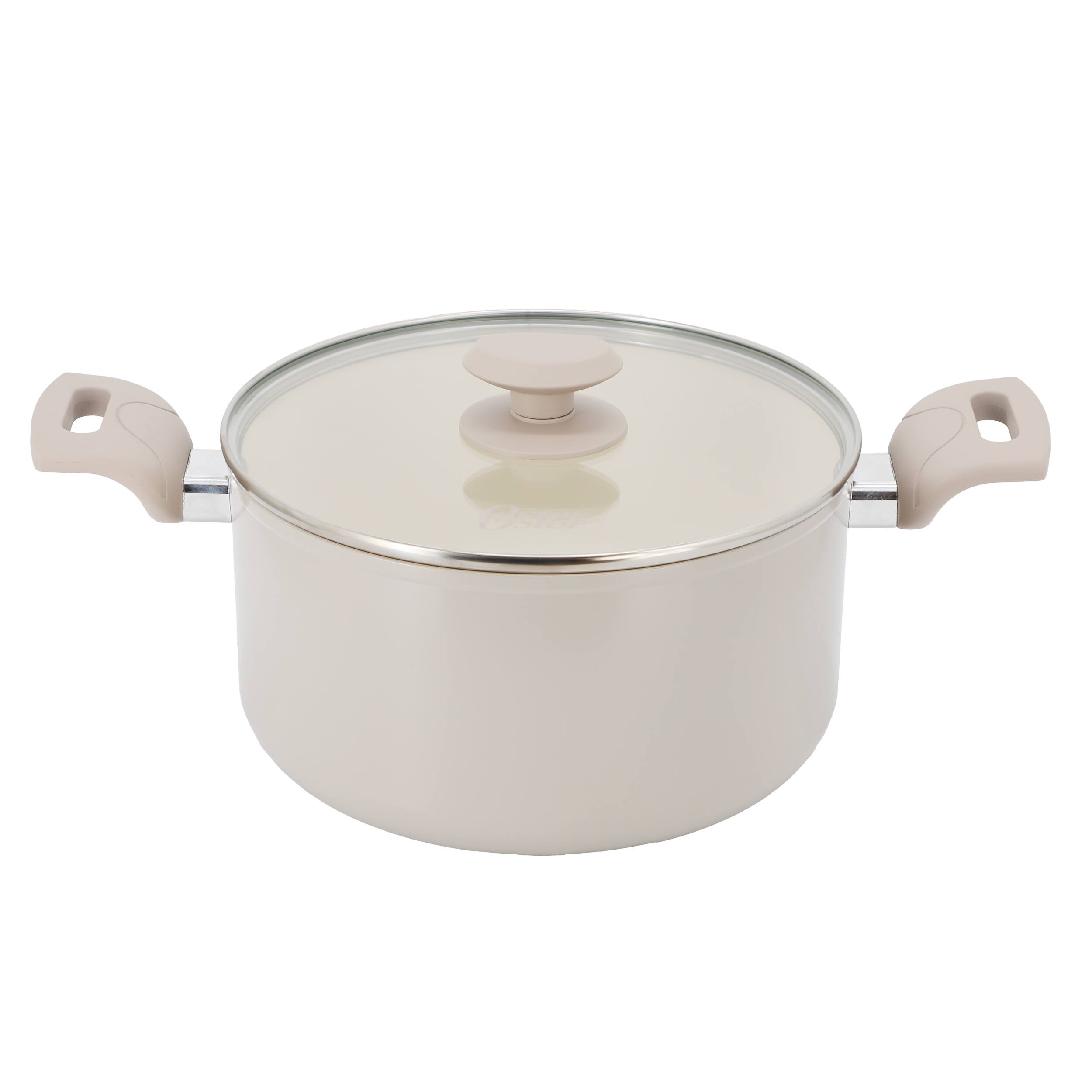 Front. Oster - Oster Sutterville Choice 6 Quart Ceramic Nonstick Aluminum Dutch Oven with Lid in Beige - Beige.