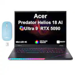 Acer - Predator Helios 18 AI Laptop 18 4K Display (Ultra 9- 275HX, 64GB, 2TB SSD, Win 11 Pro) w/Dockztorm Wireless Mouse - Abyssal Black