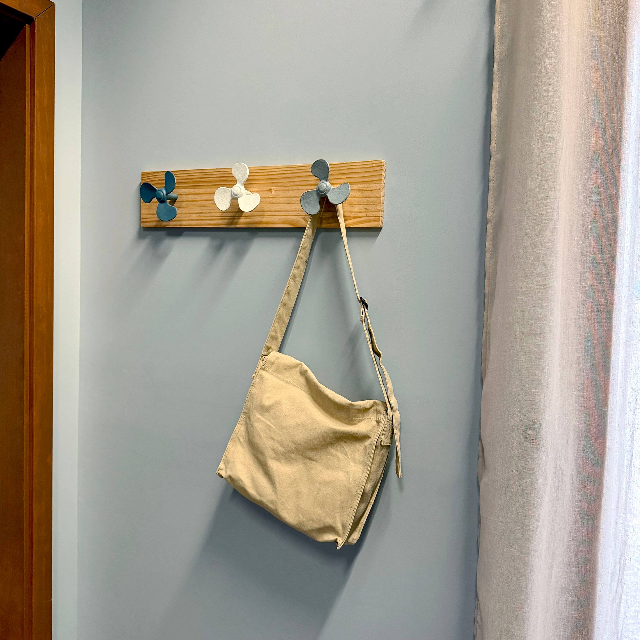 Alt View 7. Zeckos - Boat Propeller Wall Hook Rack 24in Wood Board Nautical Beach House Decor - Multicolored.