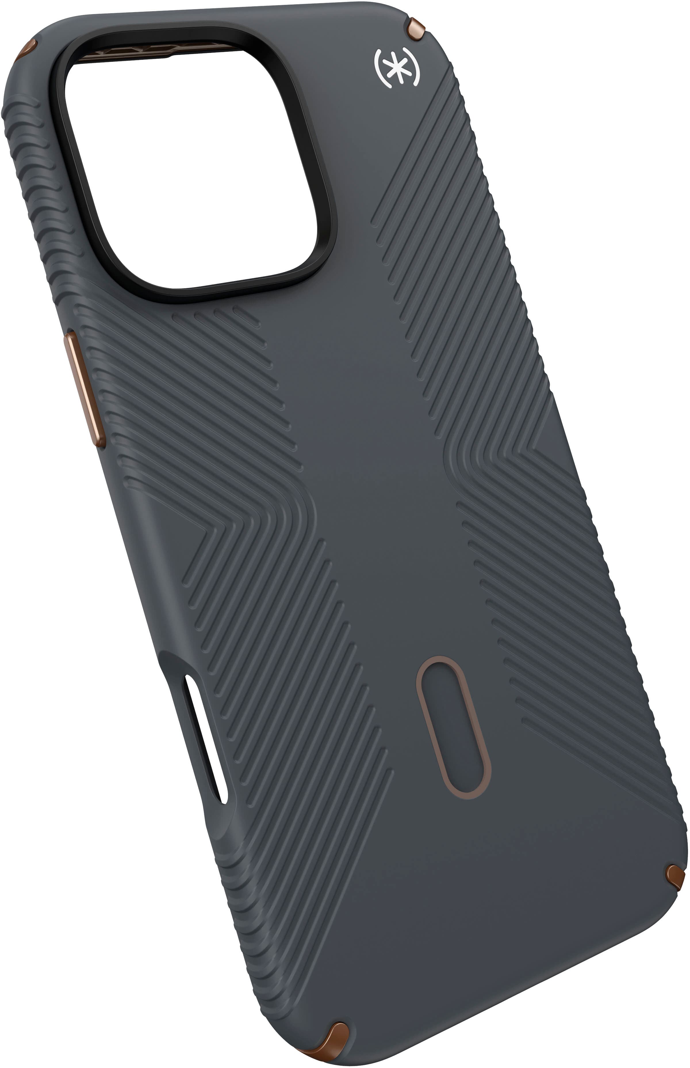 Left. Speck - Presidio2 Grip ClickLock Case with MagSafe for Apple iPhone 16 Pro Max - Charcoal Grey.