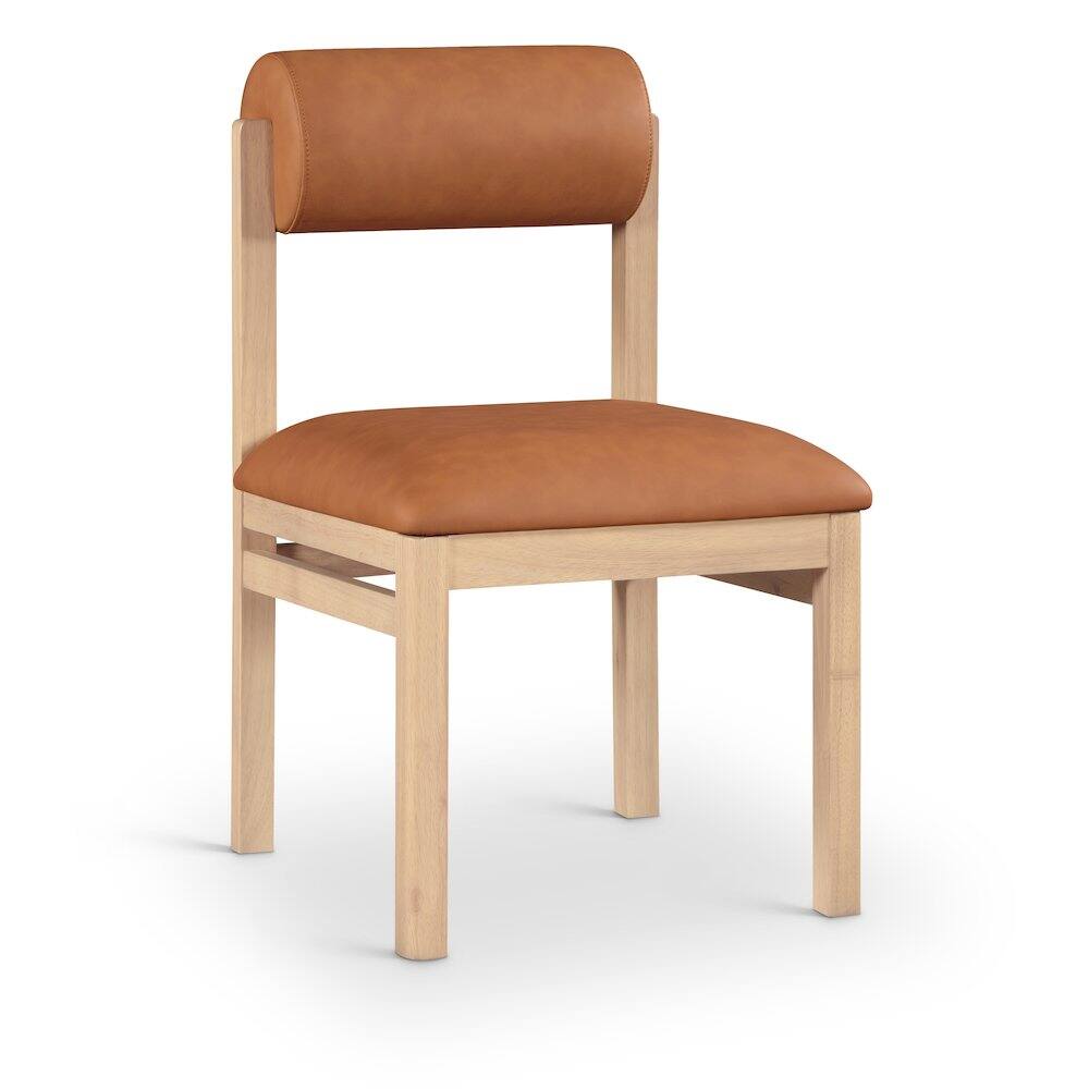 Alt View 1. Meridian Furniture - Roundhill Cognac Vegan Leather Upholstered Dining Chair, Set of 2 - Cognac.