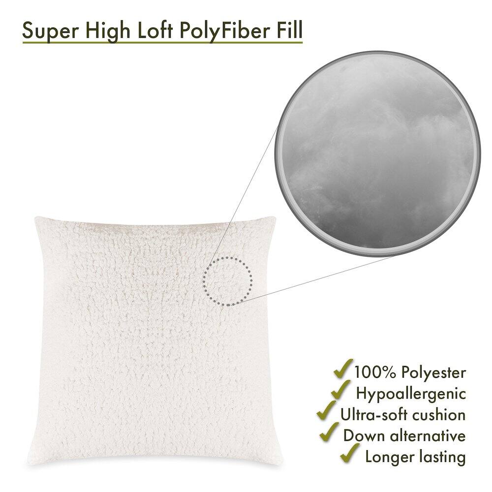 Super High Loft PolyFiber Fill

- 100% Polyester
- Hypoallergenic
- Ultra-soft cushion
- Down alternative
- Longer lasting
