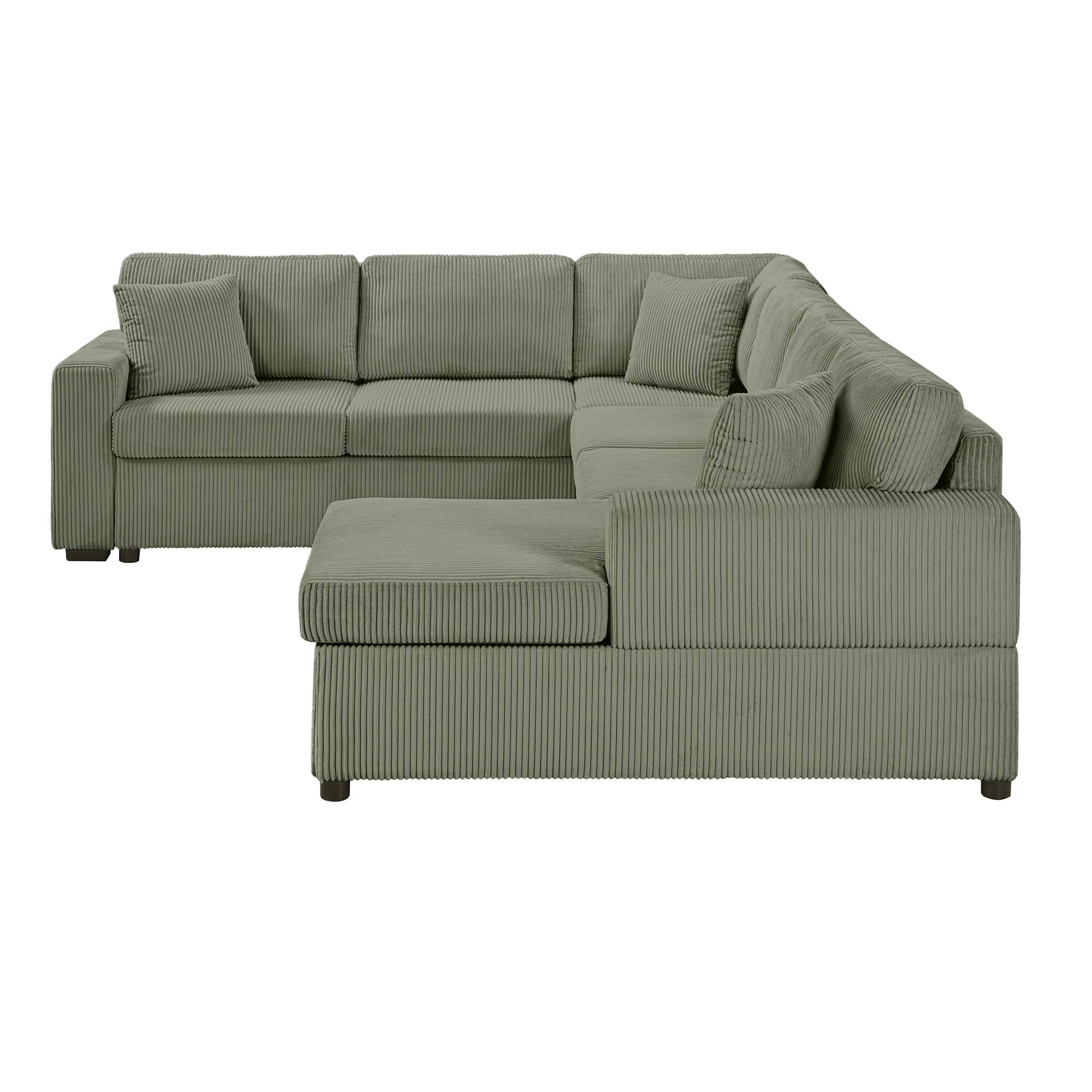 Back. Whisen - Oversized U-Shaped Sectional Sofa with Chaise Lounge and Pillows for Living Room - Green.