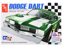 Skill 2 Model Kit Dodge Dart Sportsman Short Track "Kit Car" 1/25 Scale Model by AMT - Green And Silver