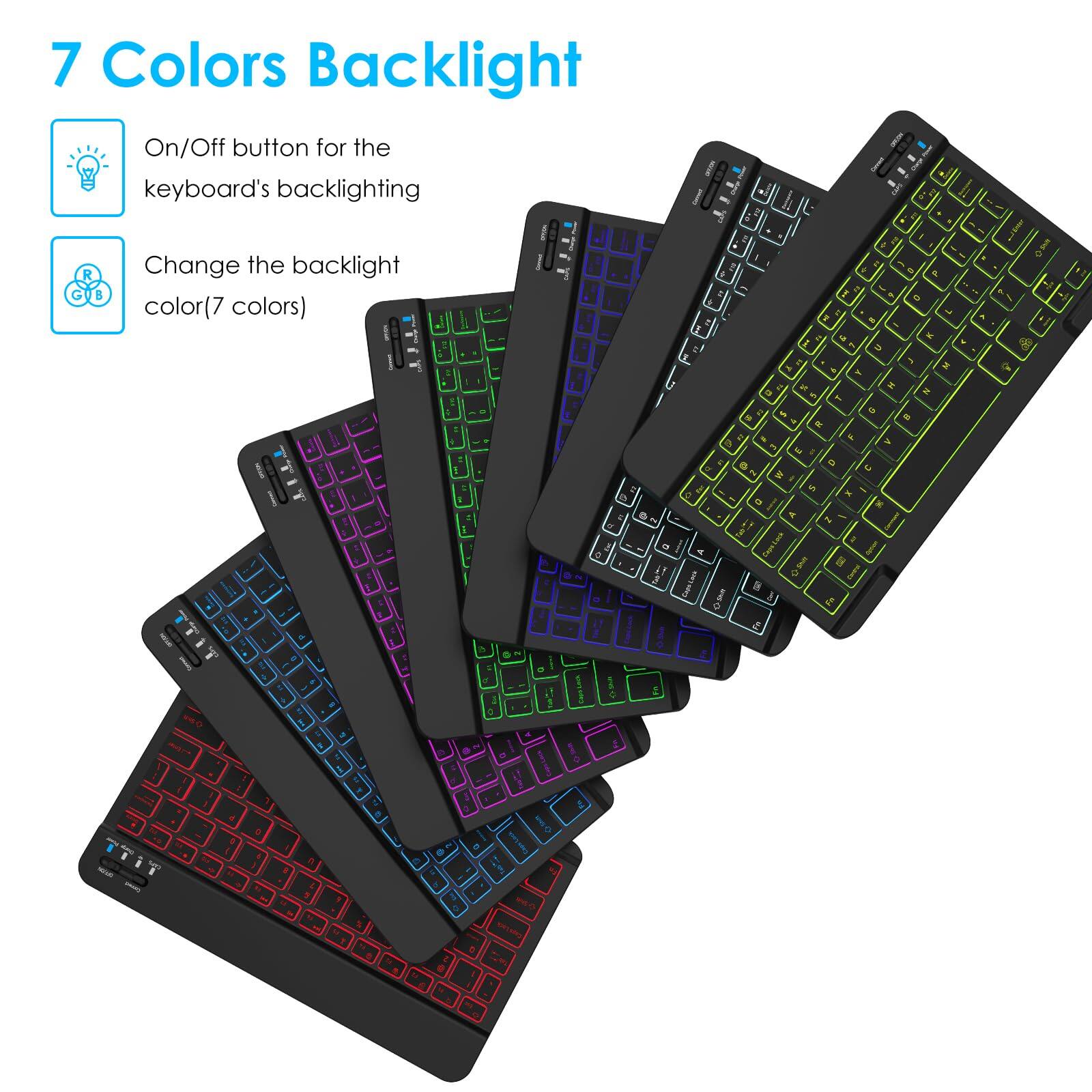 7 Colors Backlight

- On/Off button for the keyboard's backlighting
- Change the backlight color (7 colors)