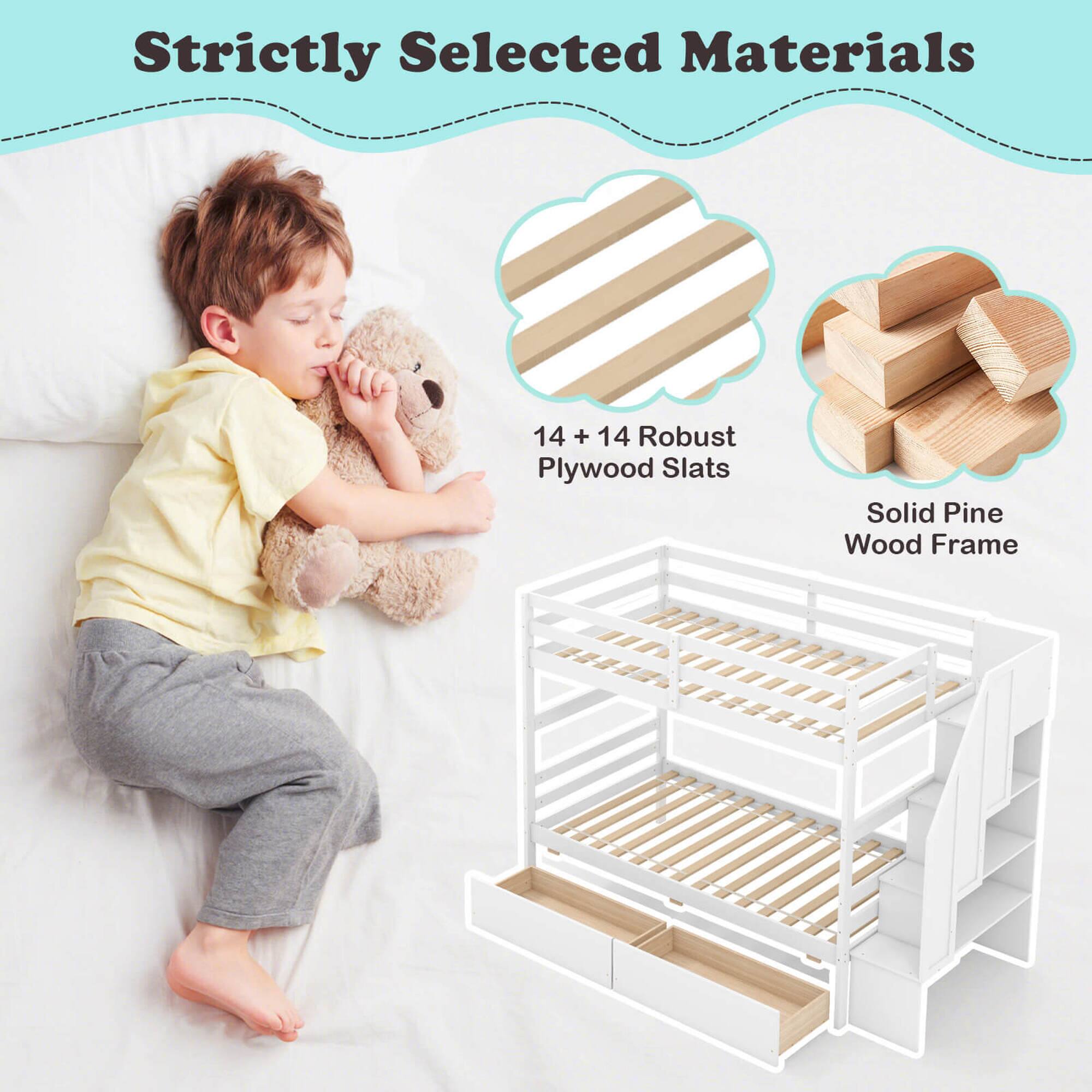 Strictly Selected Materials: 14+14 Robust Plywood Slats, Solid Pine Wood Frame