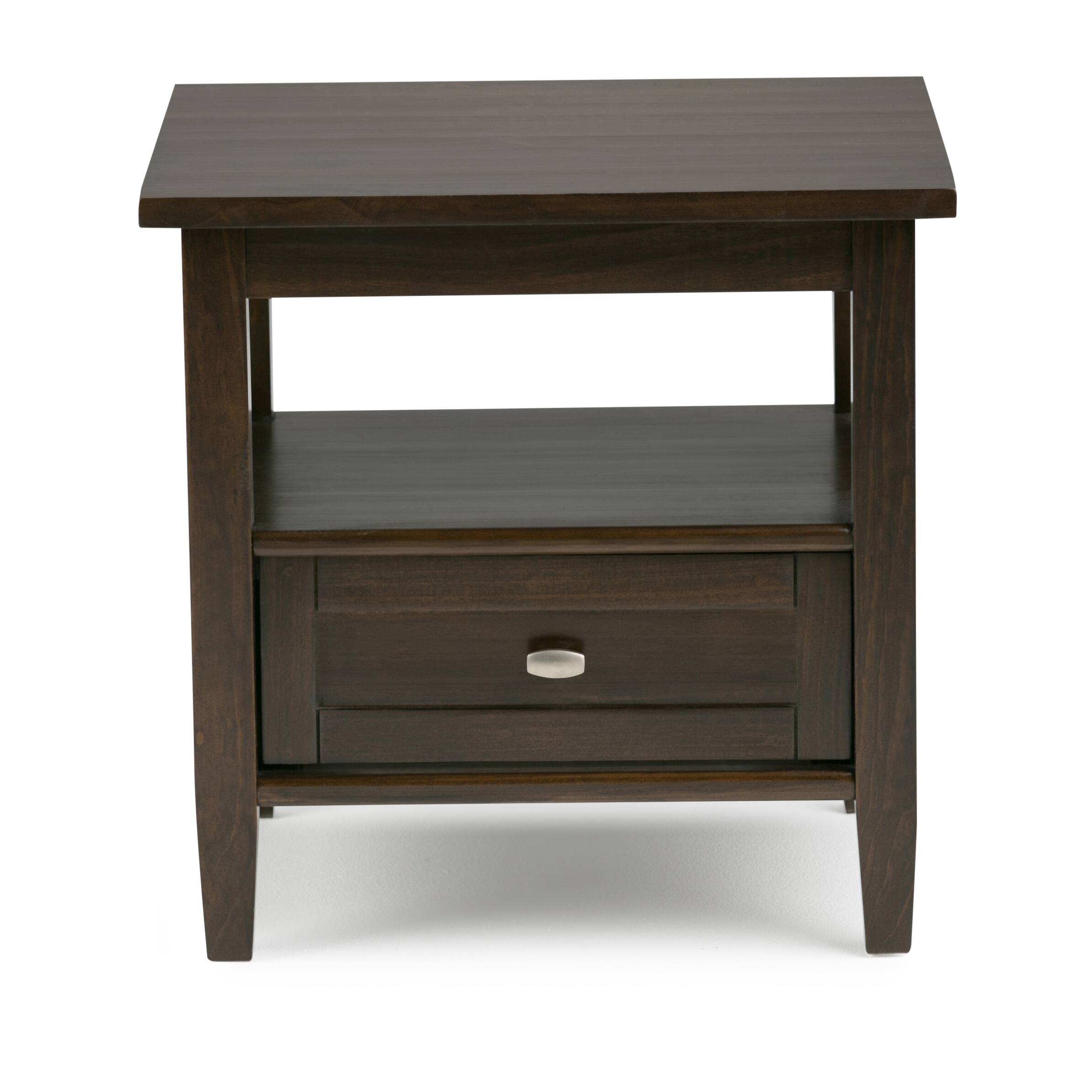 Angle. Simpli Home - Warm Shaker 20 inch End Table (Set of 2) - Tobacco Brown.