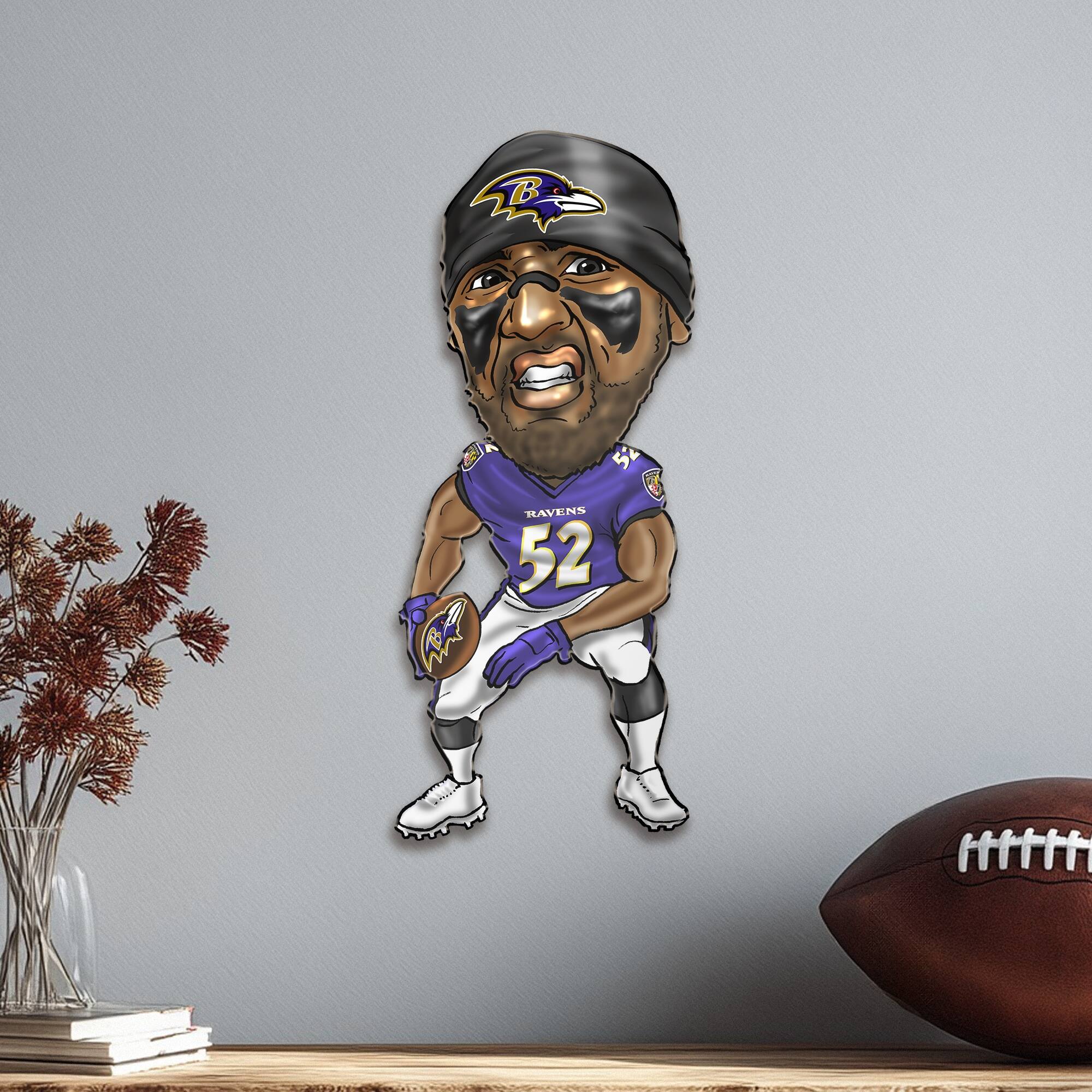 Alt View 1. Sporticulture - Ray Lewis Baltimore Ravens Metal Caricature Wall Art - Purple.