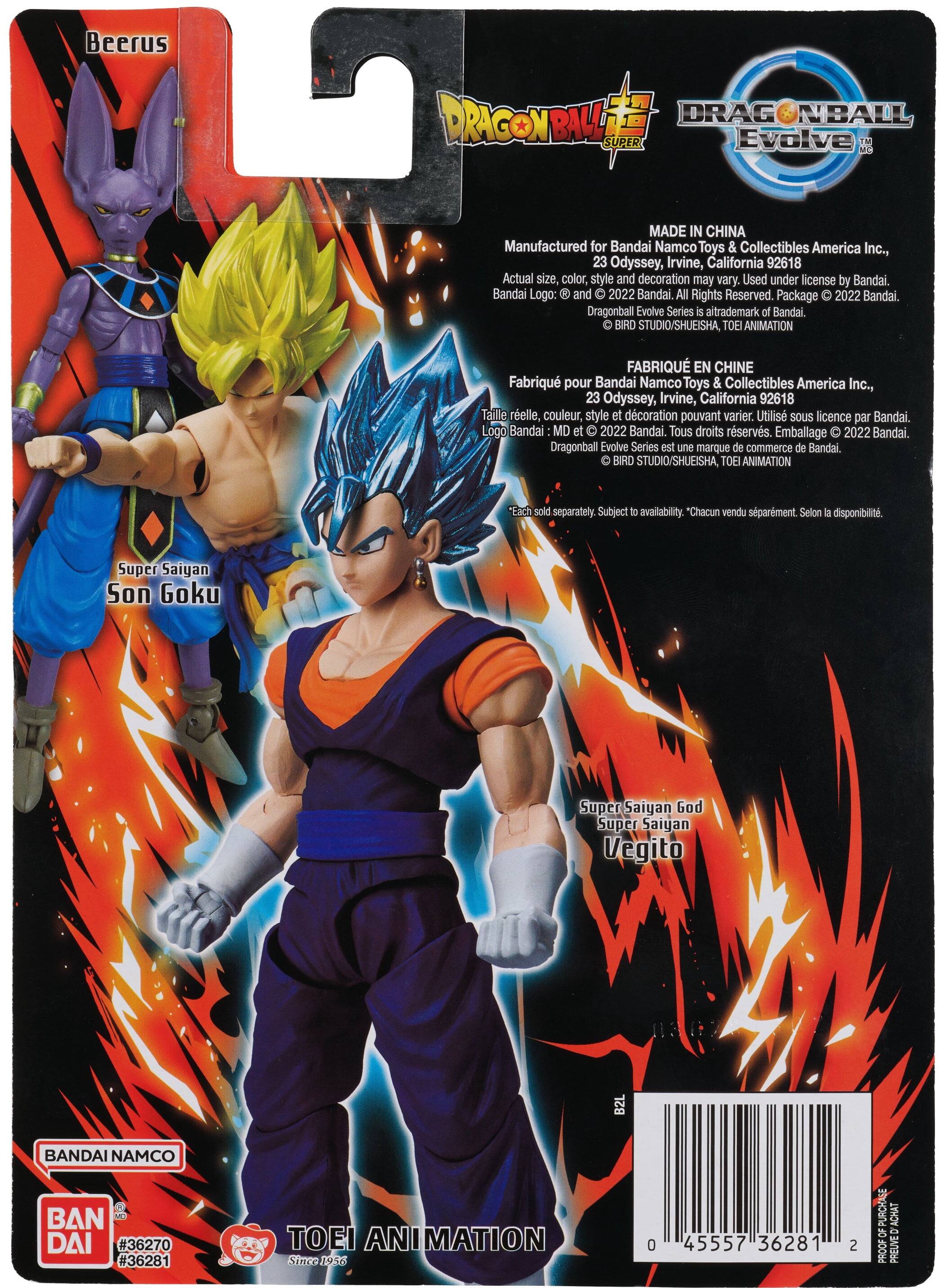 Beerus  
DRAGONBALL SUPER  
Evolve  
MADE IN CHINA  
Manufactured for Bandai Namco Toys & Collectibles America Inc.,  
23 Odyssey, Irvine, California 92618  
Actual size, color, style and decoration may vary. Used under license by Bandai.  
Bandai Logo: ® and © 2022 Bandai, All Rights Reserved. Package © 2022 Bandai.  
Dragonball Evolve Series is a trademark of Bandai.  
BIRD STUDIO/SHUEISHA, TOEI ANIMATION  

FABRIQUÉ EN CHINE  
Fabriqué pour Bandai Namco Toys & Collectibles America Inc.,  
23 Odyssey, Irvine, California 92618  
Taille réelle, couleur, style et décoration pouvant varier. Utilisé sous licence par Bandai.  
Logo Bandai MD et © 2022 Bandai. Tous droits réservés. Emballage © 2022 Bandai.  
Dragonball Evolve Series est une marque de commerce de Bandai.  
BIRD STUDIO/SHUEISHA, TOEI ANIMATION  

"Each sold separately.