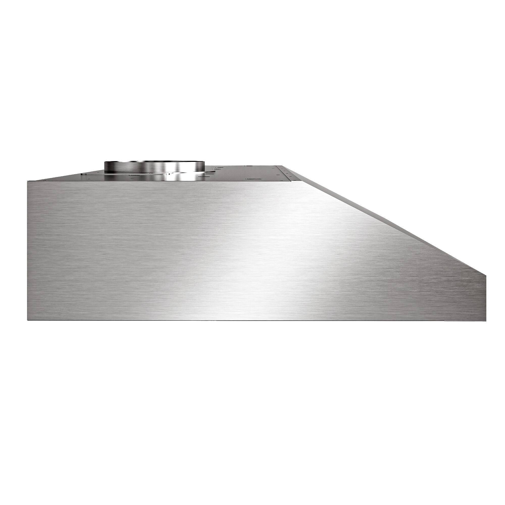 Left. Onefly - 36 Inches - Externally Vented - Under Cabinet Range Hood - Silver.