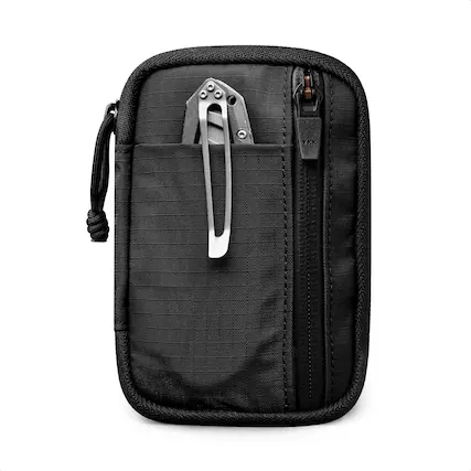 Front. ALPAKA - HUB Pouch V2 - RFID Wallet Organizer Pouch - Compact pocket EDC for cash, cards & small essentials - Black Axoflux 210D.