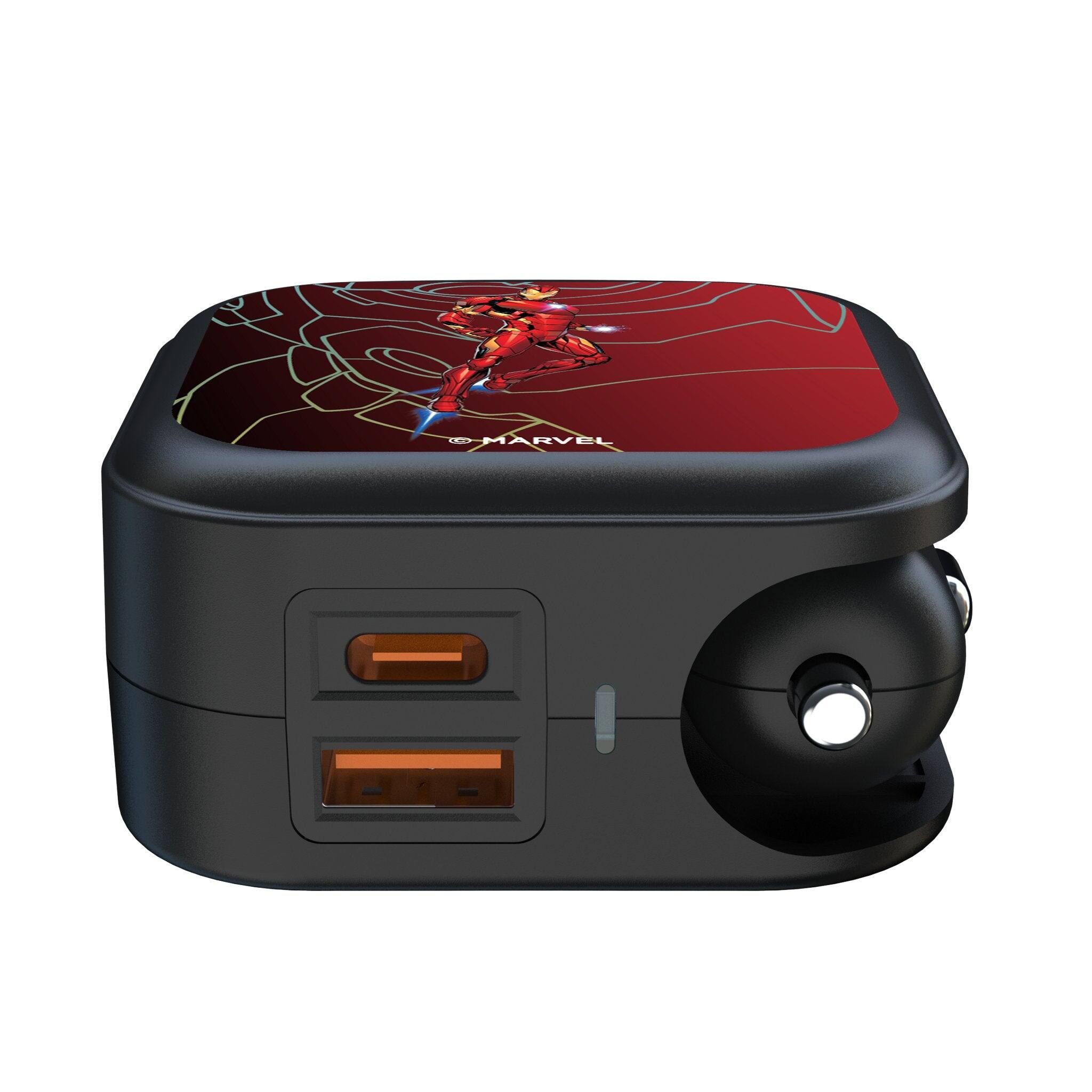 Angle. Keyscaper - Marvel MechLine 2 in 1 USB A/C Charger - Iron Man.