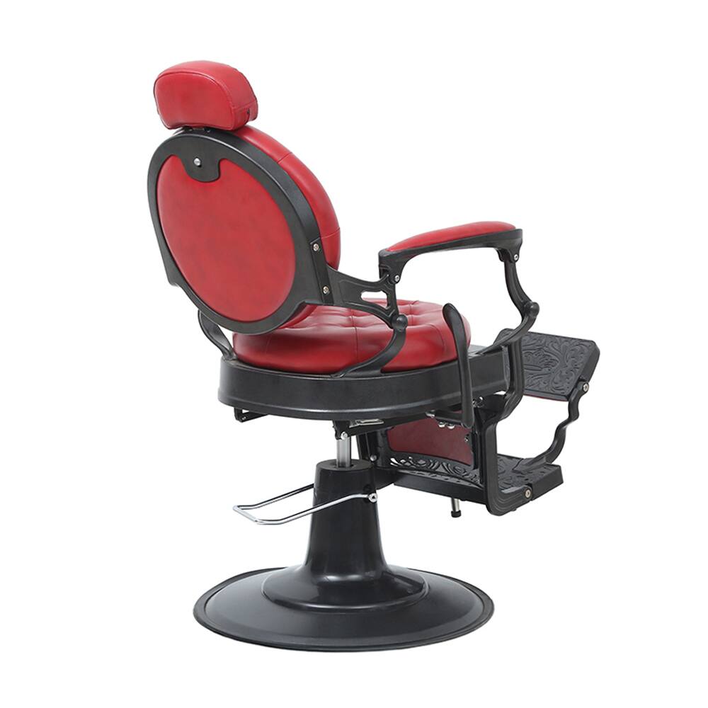 Alt View 5. Winado - Vintage Heavy Duty Recline Barber Chair Salon Beauty All Purpose Equipment with Towel Rack, Removable Headrest, Footrest - Red.