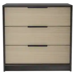 TuHome - Kaia 3 Drawers Dresser, Superior Top - Black / Pine