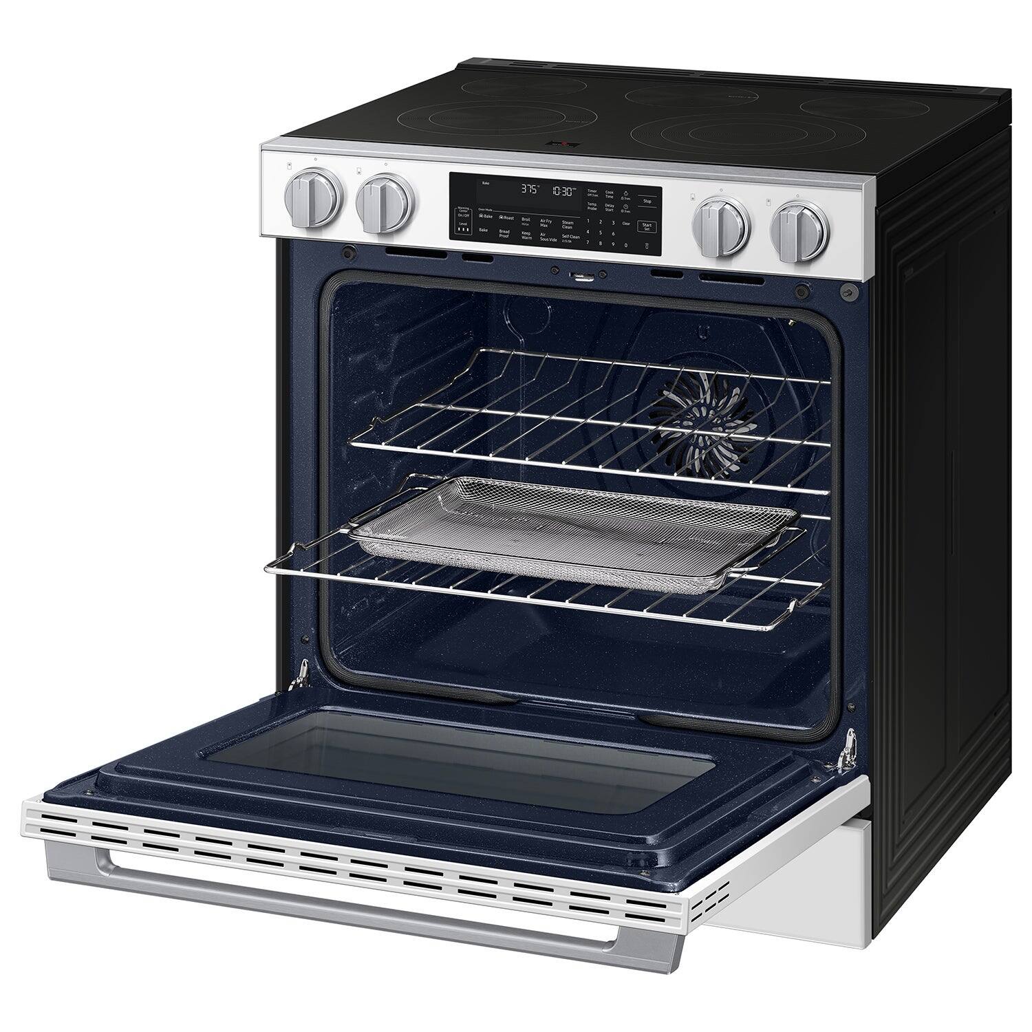 Alt View 25. Samsung - 6.3 cu. ft. Bespoke Smart Slide-In Electric Range with Illuminated Precision Knobs and No Preheat Air Fry Max - White Glass.