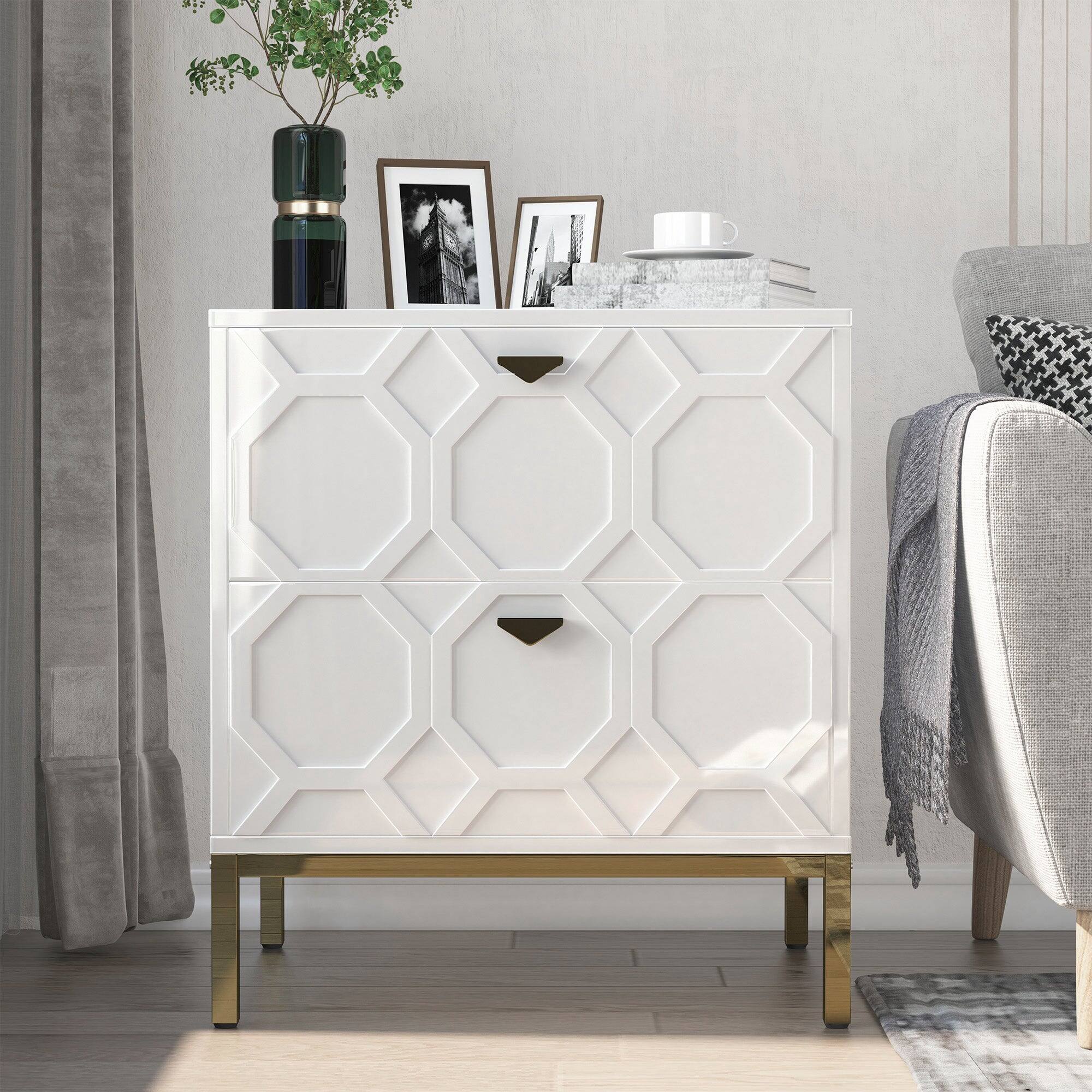 Alt View 8. Boyel Living - Wooden 2-Drawer Side Table - White.