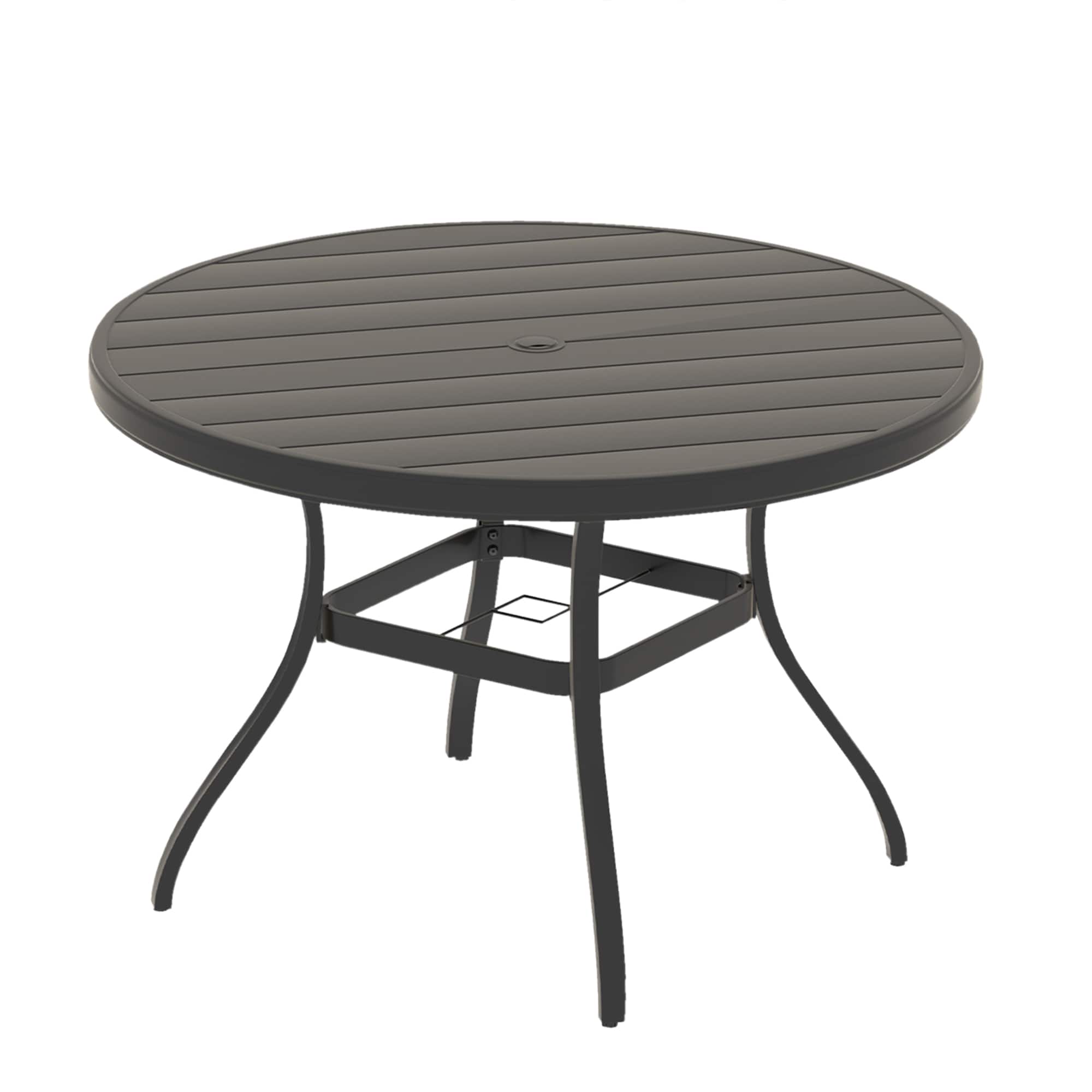 Mondawe - 41" Outdoor Round Patio Dining Table with Umbrella Hole - Black