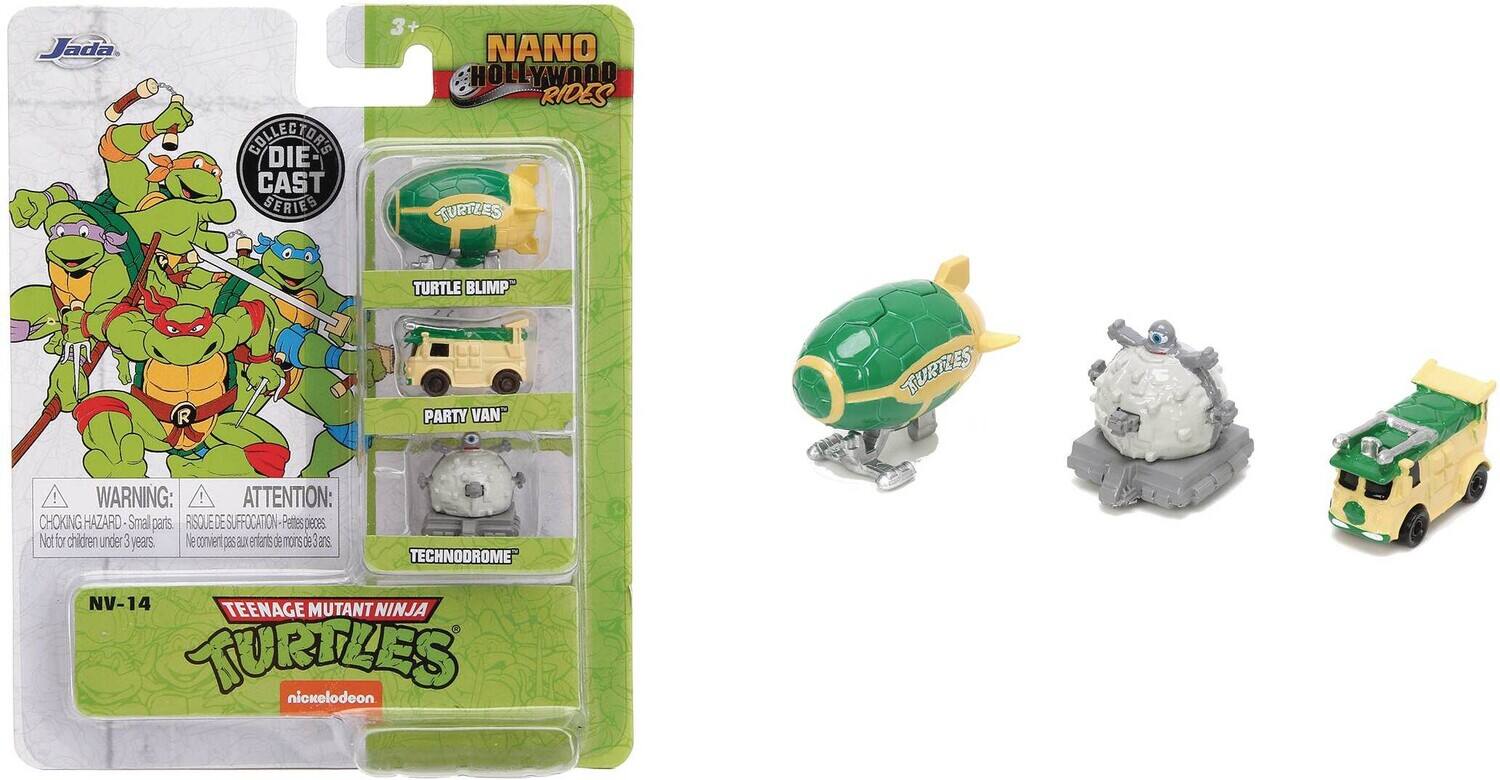 Jada Toys - Teenage Mutant Ninja Turtles - Nano Hollywood Rides - Diecast 3-Pack (Party Van/Turtle- COLLECTABLES