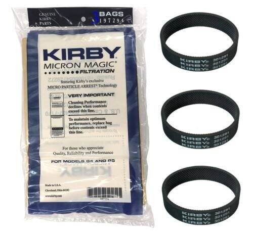 Kirby - 3 197294 Micron Magic Vacuum Bags + Belt – Genuine OEM Replacement Set
