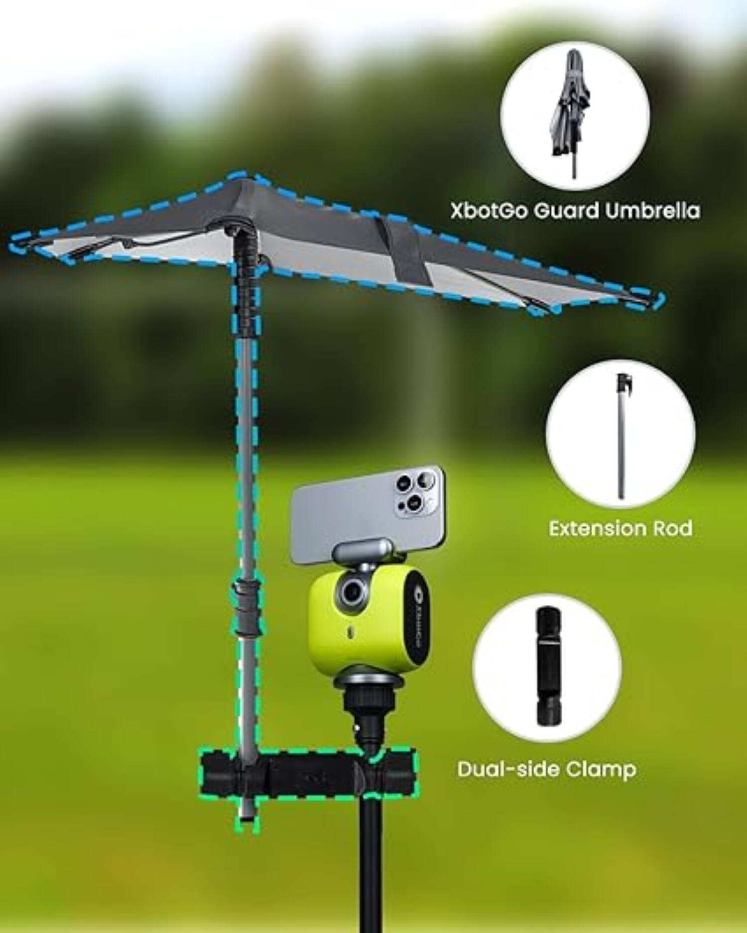 XbotGo Guard Umbrella Extension Rod Dual-side Clamp