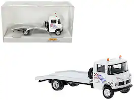 1968 Mercedes-Benz L 608 D Flatbed Truck with Graphics "BMW Autohaus" 1/87 (HO) Scale Model Car by Brekina - White
