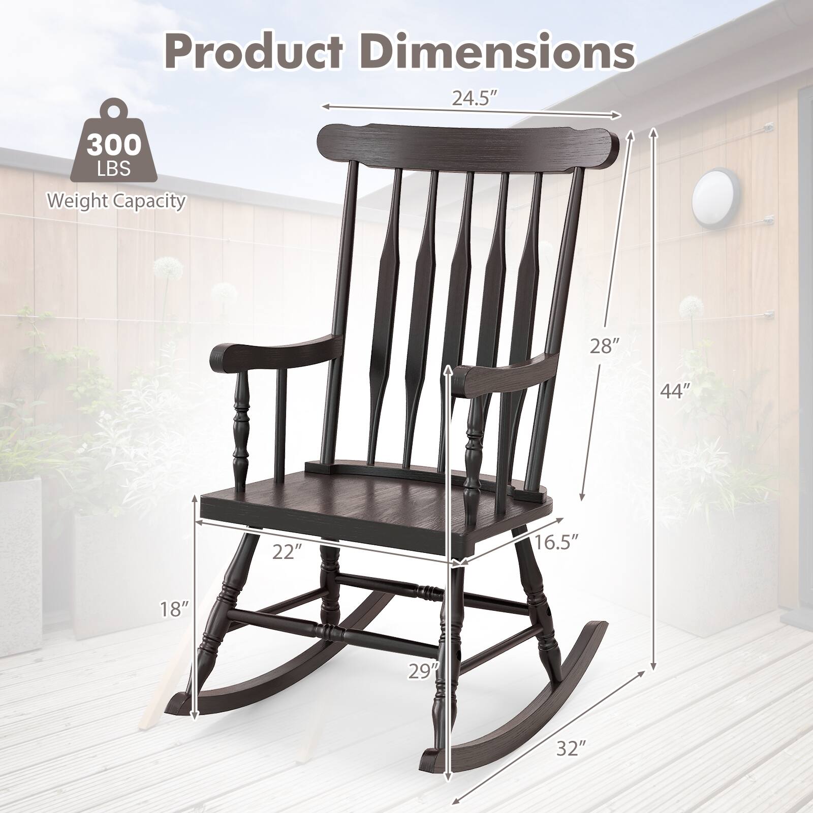 Product Dimensions: 24.5" x 28" x 44" x 22" x 16.5" x 29" x 32"  
Weight Capacity: 300 LBS