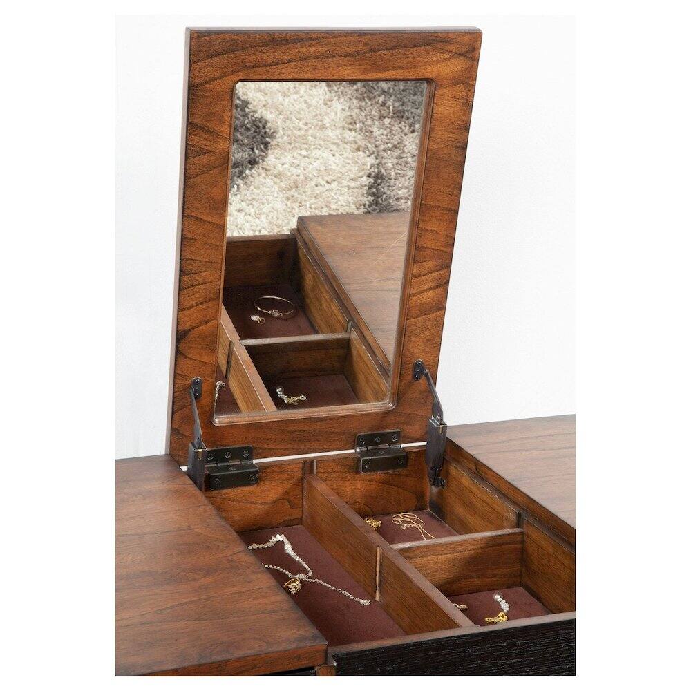 Left. Alpine Furniture - Belham Bedroom Vanity - Two Tone - Dark Walnut & Black.