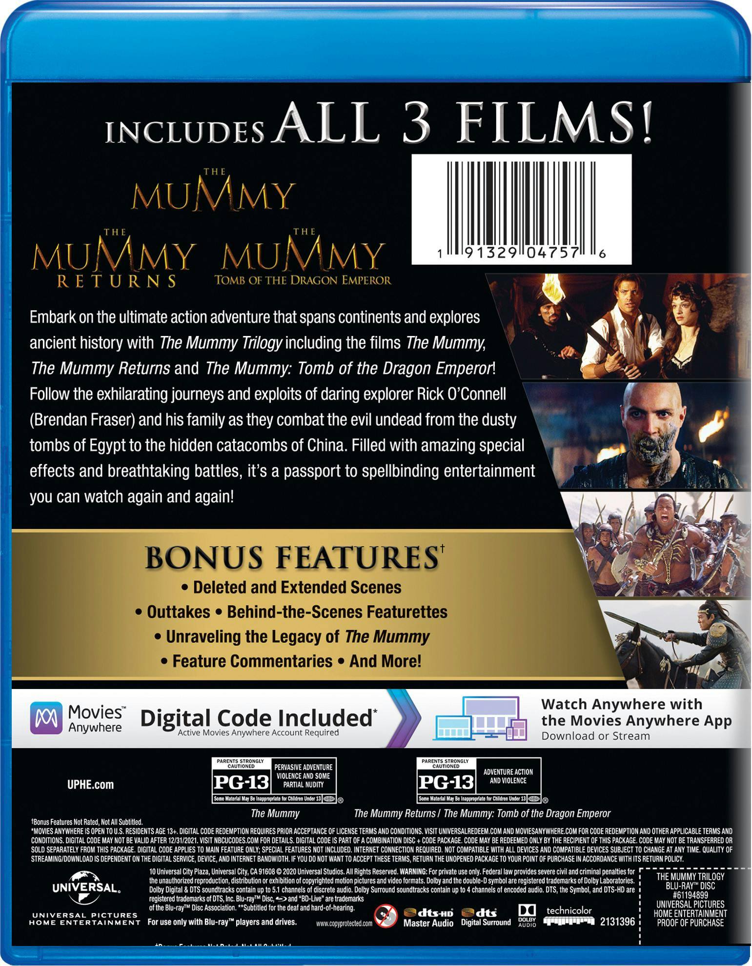 Angle. The Mummy/The Mummy Returns/The Mummy: Tomb of the Dragon Emperor (Blu-ray + Digital HD) [Blu-ray].
