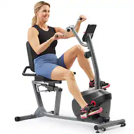Sunny Health & Fitness - Smart Magnetic Recumbent Bike - Gray