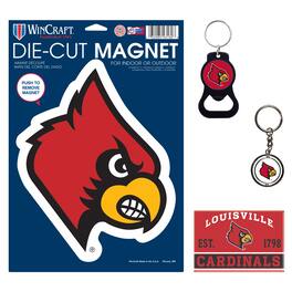 WinCraft - Louisville Cardinals 4-Pack Key Rings and Magnets Set - Multicolor