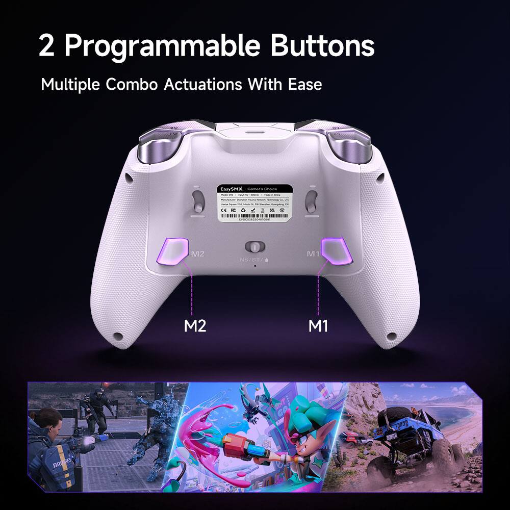2 Programmable Buttons  
Multiple Combo Actuations With Ease  

M1  
M2  
M2  
M1  

NS/BT