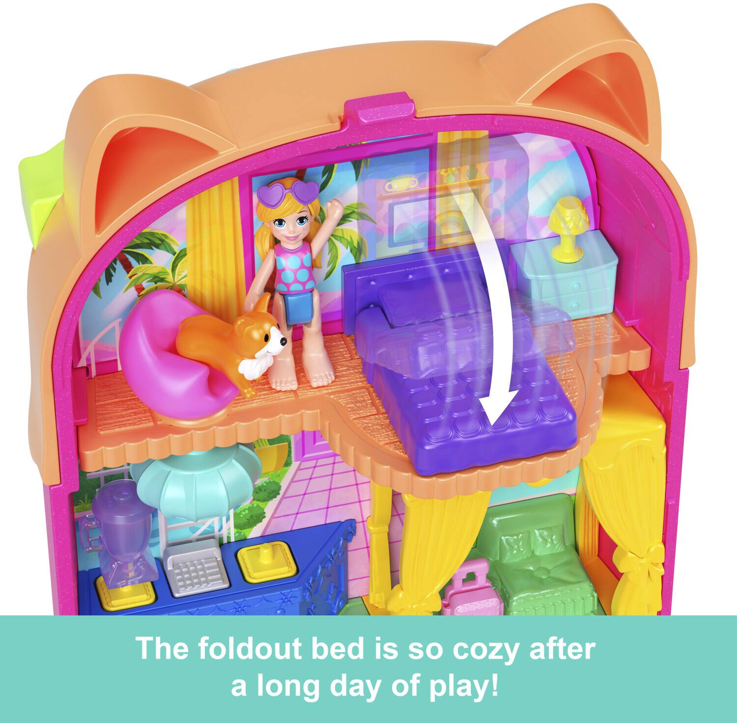 The foldout bed is so cozy after a long day of play!