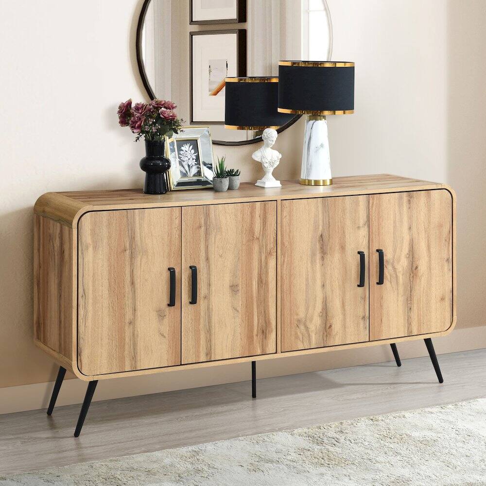 Alt View 4. New Classic Furniture - Rowan Wood Sideboard/TV Console in Natural/Beige - Natural.