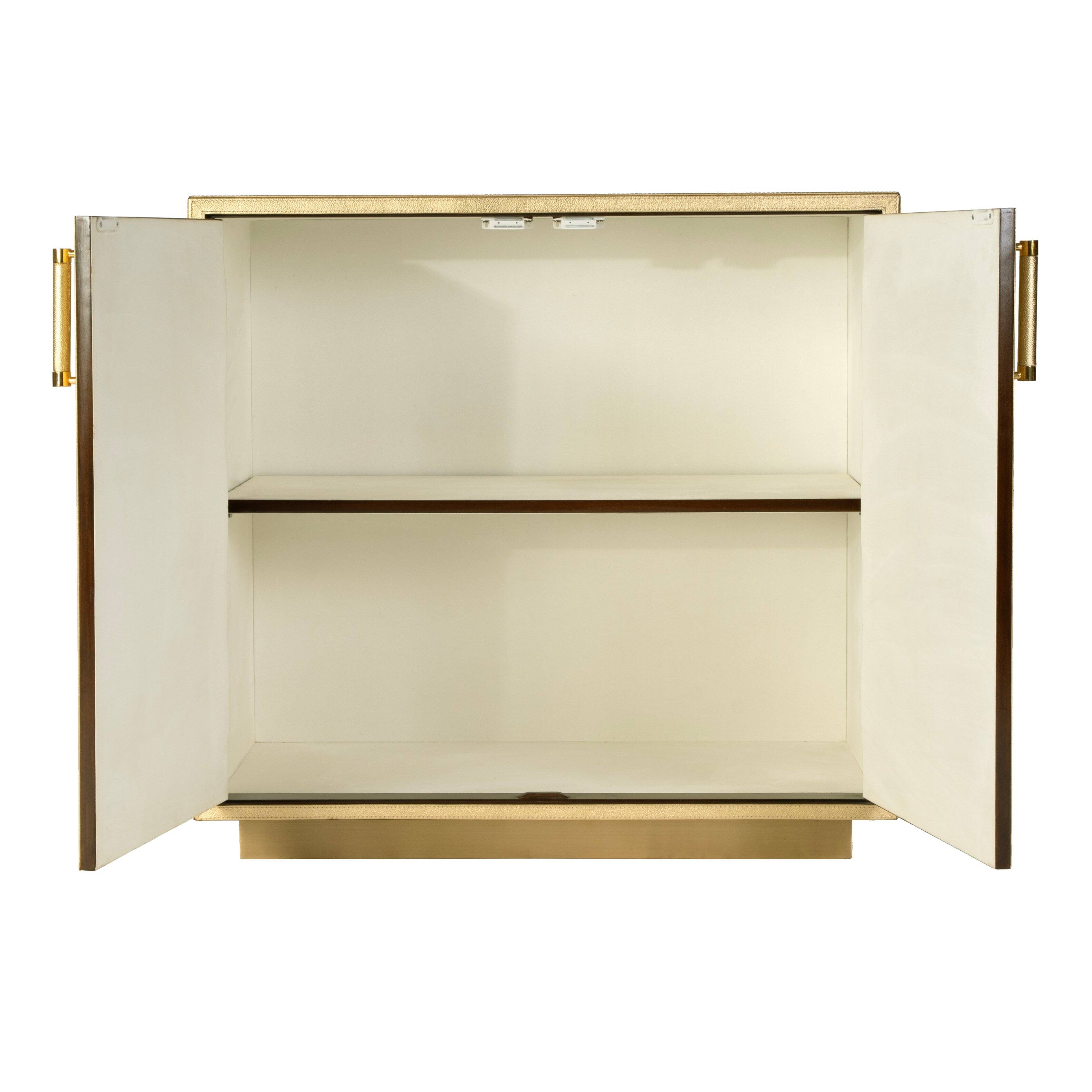 Alt View 2. Butler Specialty - Francois 32 in. W Rectangular Wood and Leather 2 Door Accent Cabinet - Gold.