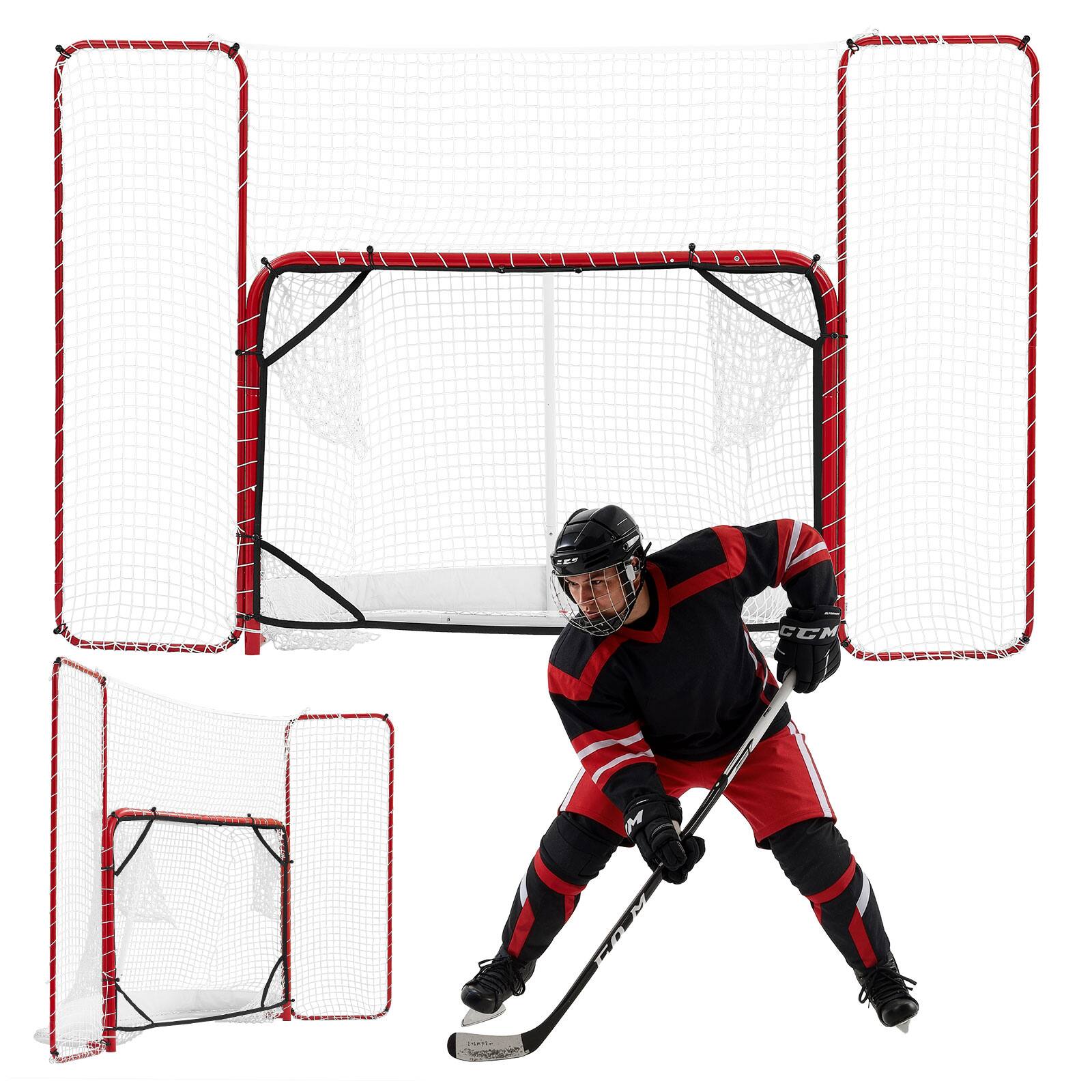 Front. VEVOR - Hockey Goal with Backstop and Targets, 10x6FT Street Steel Hockey Goal Set, Pro Lightweight and Portable Training - White;Red.