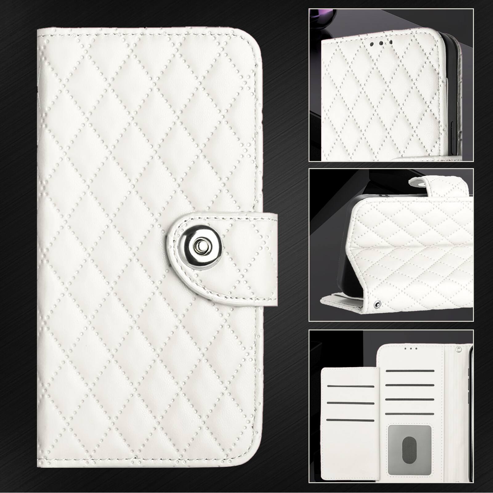 Alt View 5. Dteck - for Samsung Galaxy S26 Ultra PU Leather Wallet Case,7 Card Holder Slots TPU Inner Cover Stand Folio Flip Case+Lanyard - White.