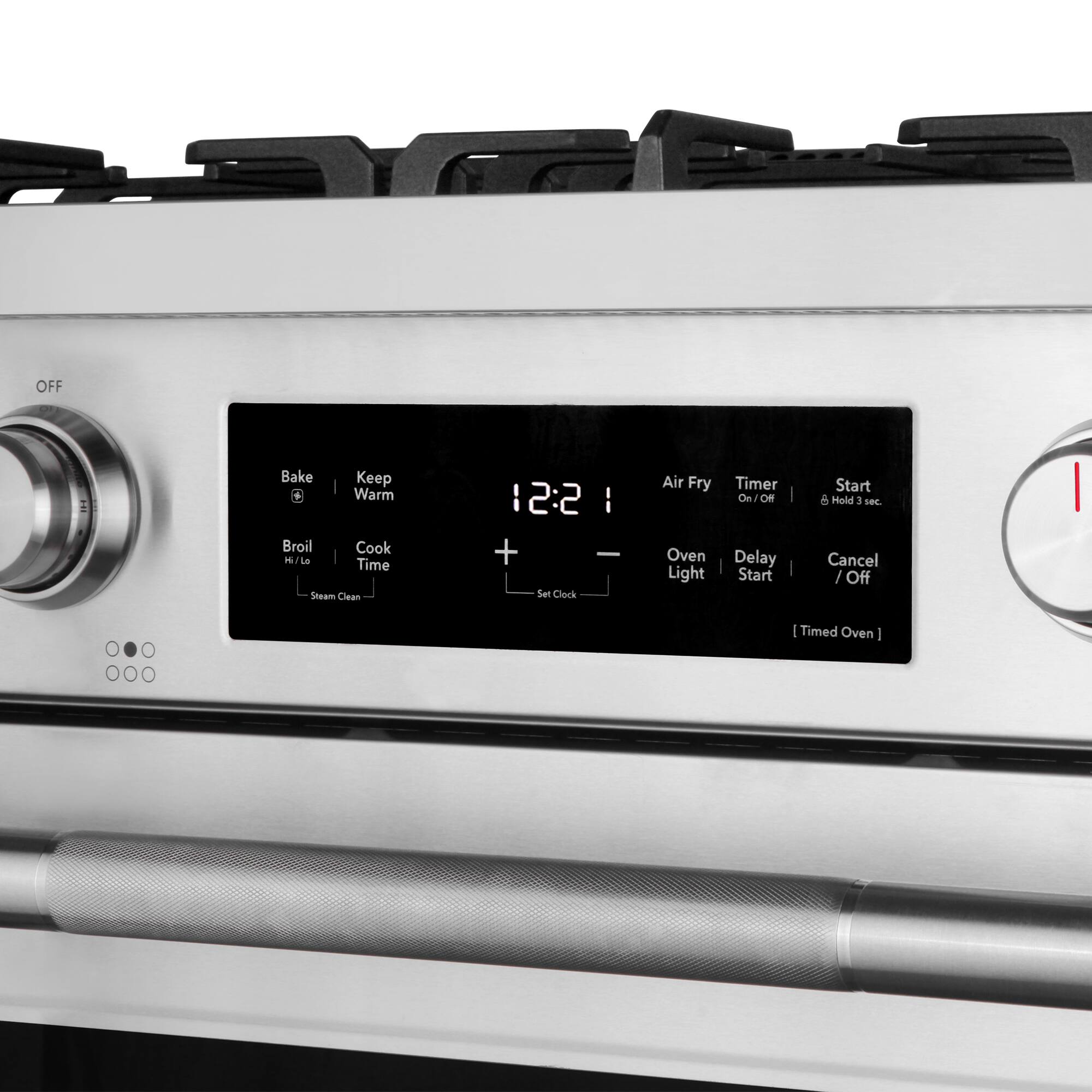 OFF  
Bake  
Keep Warm  
Broil  
Cook  
H/L  
Time  
Steam Clean  
12:21  
Air Fry  
Timer  
Start  
Oven Light  
Delay Start  
Cancel / Off  
[Timed Oven]