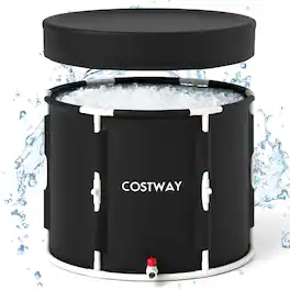 Costway - Foldable Ice Bath Tub with Plunge Pool for Recovery Cold Water Therapy Training - Black + White