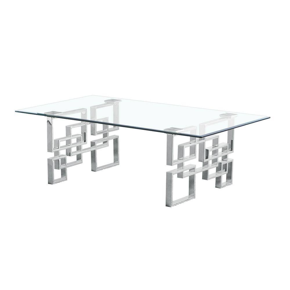 Front. Best Quality Furniture - Best Quality Furniture tempered glass coffee table - Silver.