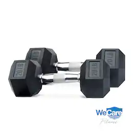 WeCare - Fitness Chrome Pair Dumbbells 20 LB - Black