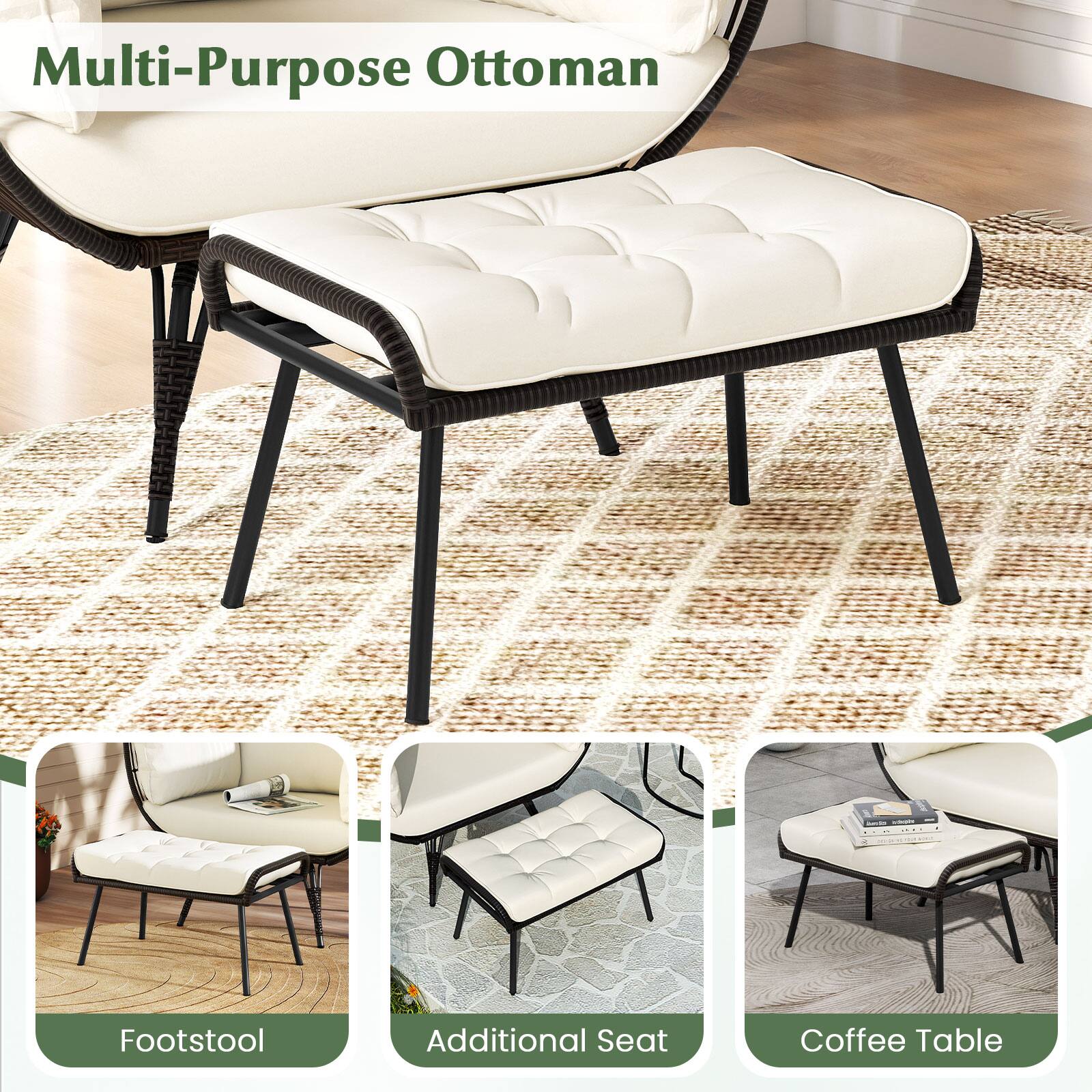 Multi-Purpose Ottoman

Footstool

Additional Seat

Coffee Table
