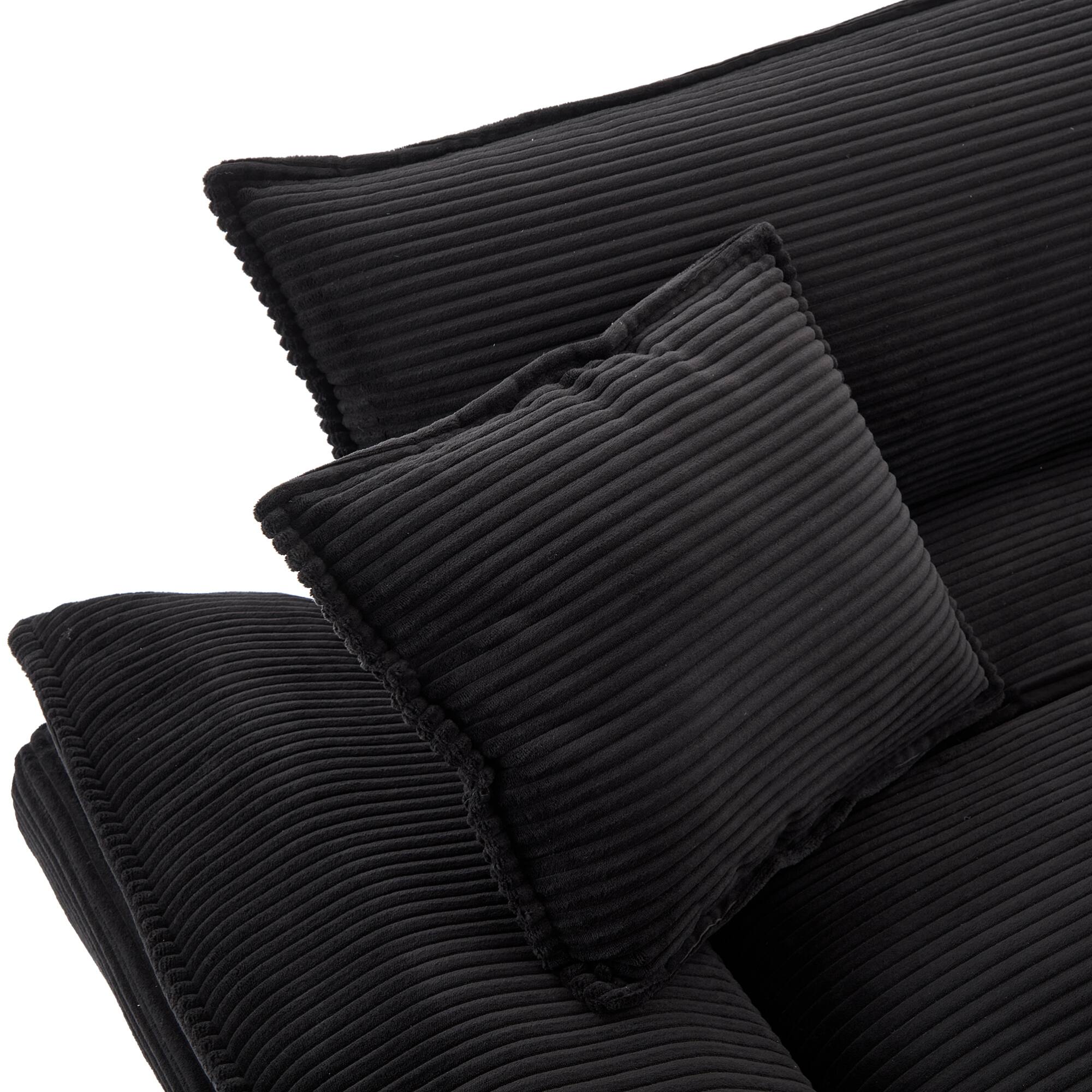 Alt View 5. GOODSILO - Plush Corduroy Convertible Sofa Bed | Deep-Seating Sleeper with Accent Pillows for Home & Office - Black.