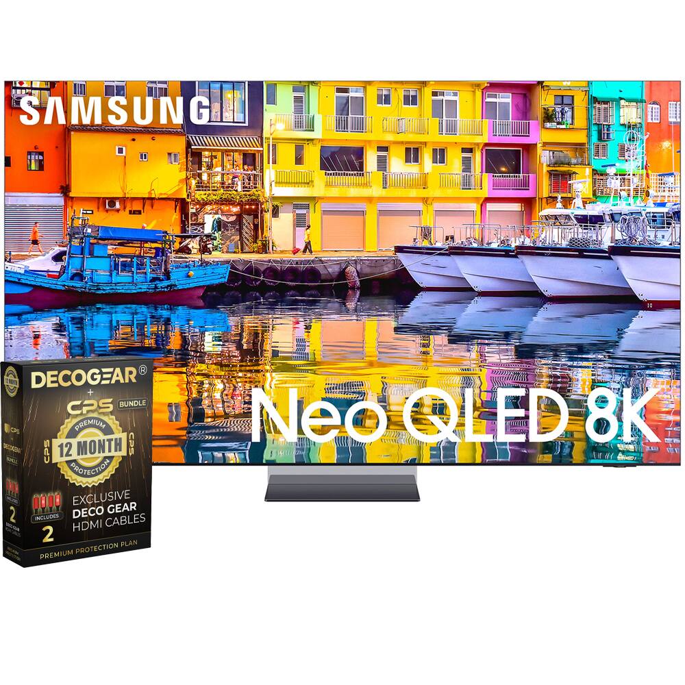 SAMSUNG  
NEO QLED 8K  

DECOGEAR + CPS BUNDLE  
CPS PREMIUM  
12 MONTH PROTECTION  
EXCLUSIVE  
DECO GEAR  
INCLUDES CABLES - 2 HDMI  

PREMIUM PROTECTION PLAN