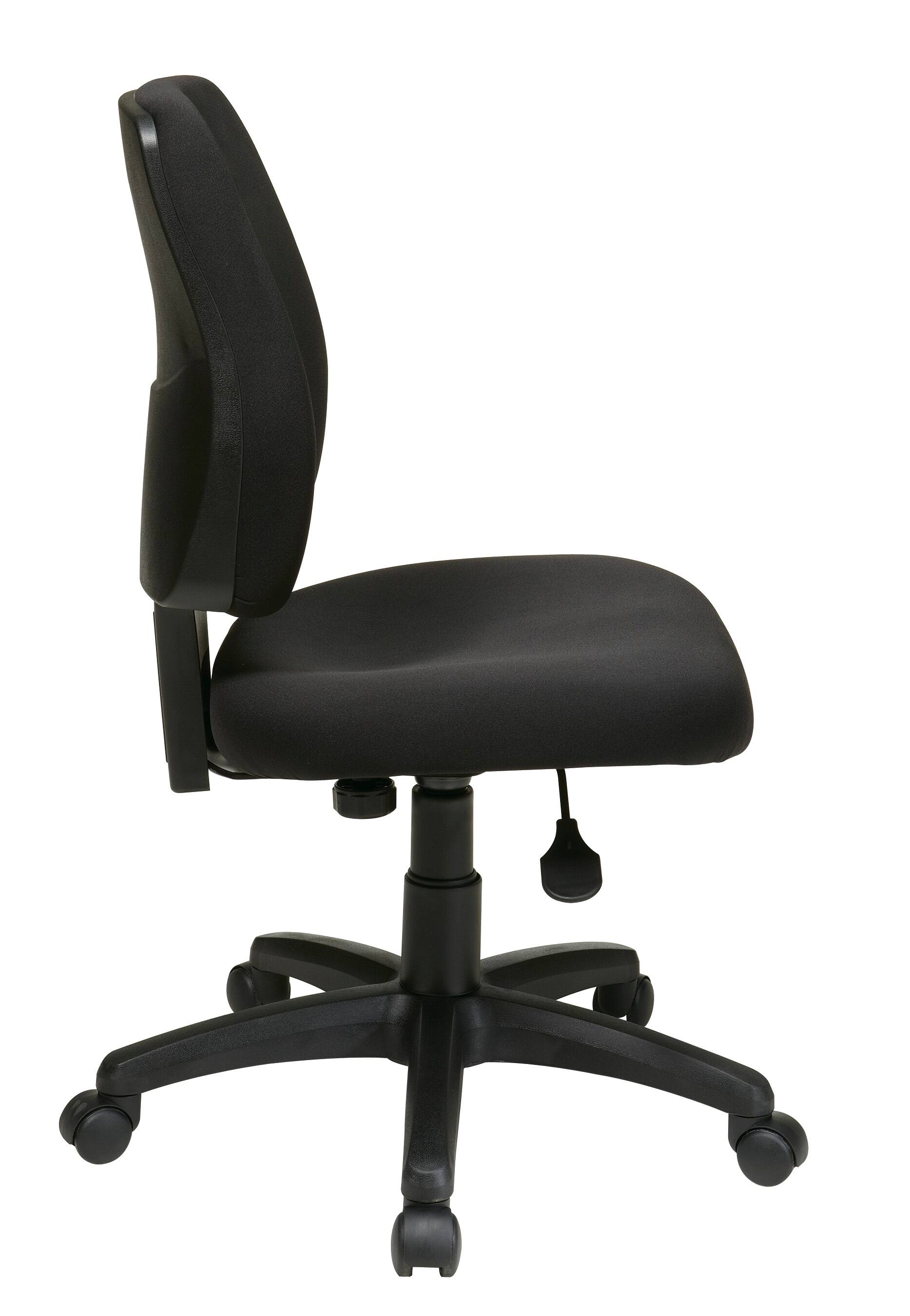 Left. Office Star Products - Deluxe Task Chair with Ratchet Back Height Adjustment without Arms - Coal.