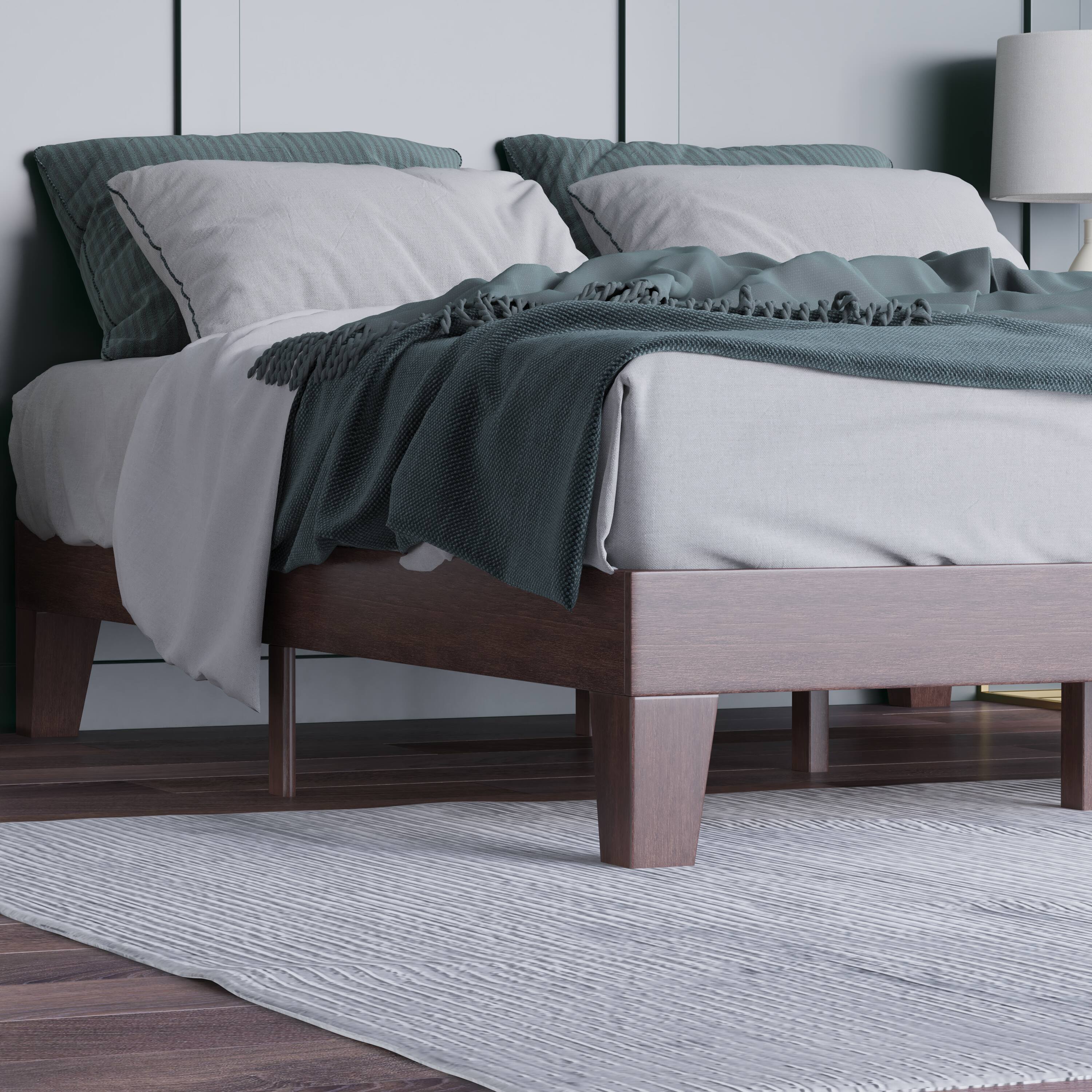 Alt View 3. Emma + Oliver - Avila Wooden Platform Bed with Wooden Support Slats; No Box Spring or Foundation Required - Walnut.
