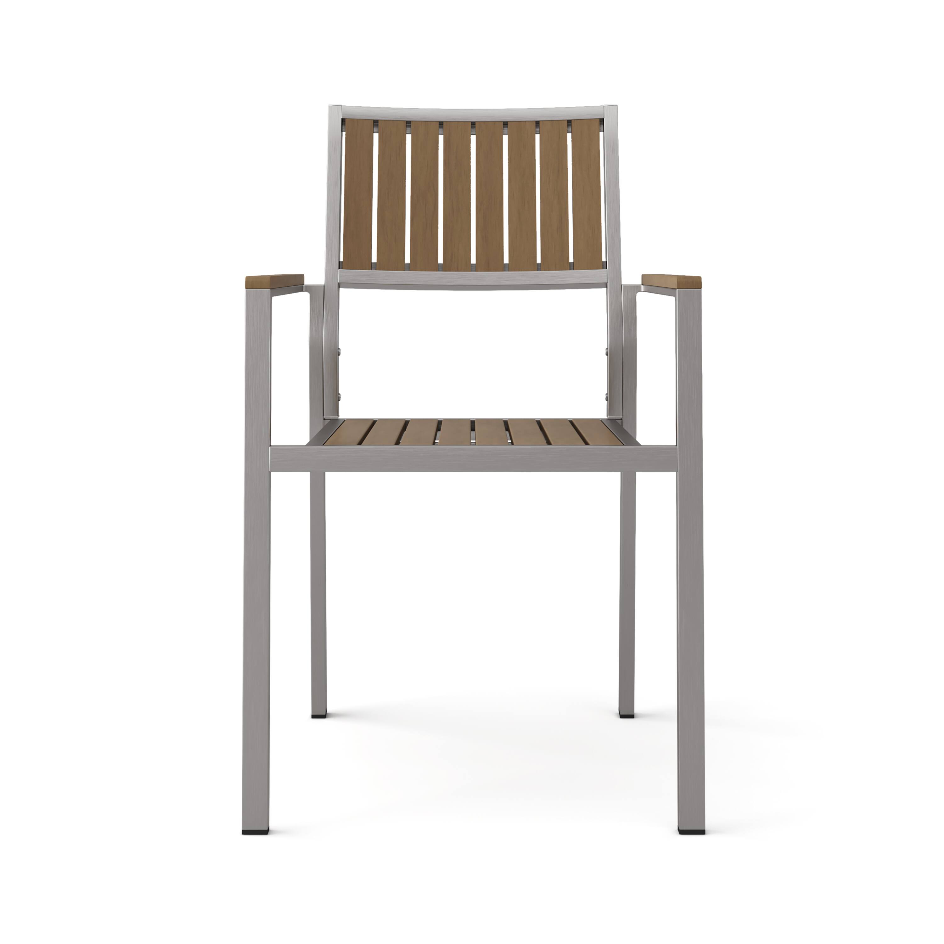 Alt View 2. Lirago - 21 Inch Dining Chairs Set of 2 Aluminum Frame with Wood Accent Sturdy Outdoor Indoor Use - Natural.