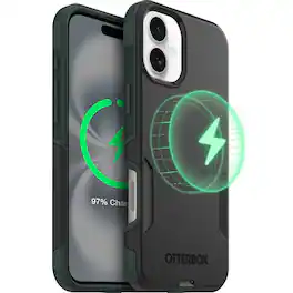 OtterBox - Commuter Series Hard Shell for MagSafe for Apple iPhone 16 Plus - Forest Night (Black/Green)